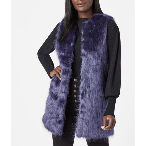 JustFab Jackets & Blazers - JustFab Long Faux Fur Vest Coat